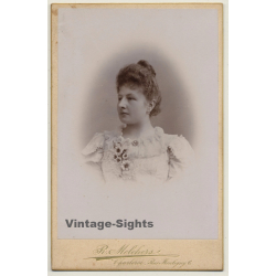 R. Melchers / Charleroi: Portrait Of Woman / Victorian Era (Vintage Cabinet Card ~1870s/1880s)
