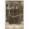 Lorent / Bruxelles: Portrait Of 2 Females In Victorian Robes (Vintage Cabinet Card ~1880s/1890s)