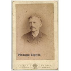 Ghémar Frères: Portrait Of Skinny Man With Moustache (Vintage Cabinet Card ~1860s/1870s)