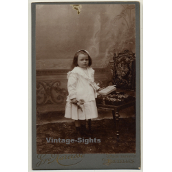 Gustave Narcisse / Bruxelles: Sweet Baby Girl / Victorian Era (Vintage Cabinet Card ~1880s/1890s)