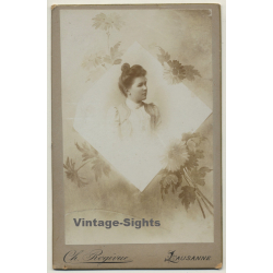 Ch. Rogivue / Lausanne: Portrait Of Female / Victorian Hairstyle (Vintage Cabinet Card ~1900s)