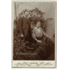 Portrait Of An Older Couple / Backyard (Vintage Cabinet Card 1915)