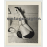 Sexy Pinup Girl On Her Back / Legs Up - Tights (Vintage Amateur Photo 1950s)