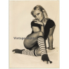 Seductive Blonde Woman Teases Camera / Toe Socks - Body (Vintage Photo 1970s)