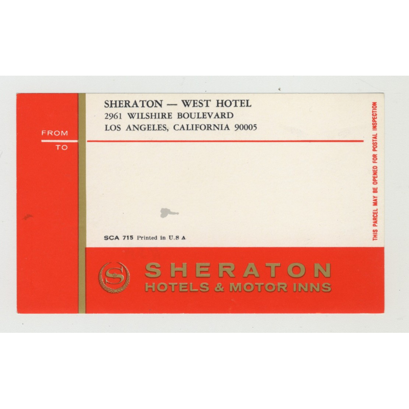 Sheraton - West Hotel - Los Angeles / USA (Vintage Luggage Label)