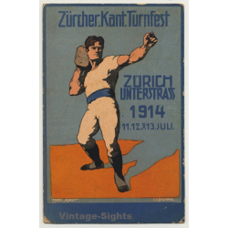 Zürcher Kantonal-Turnfest 1914 / Kraft (Vintage Artist PC Litho Baehnke)