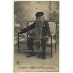 Louis Coulon / Longest Beard Ever 3.35 Meter (Vintage Postcard ~1900s/1910s)