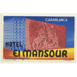 Casablanca / Morocco: Hotel El Mansour (Vintage Luggage Label)