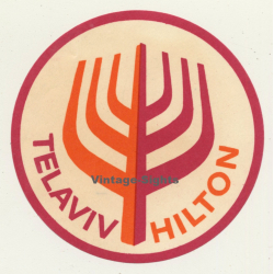 Tel Aviv / Israel: Hotel Hilton (Vintage Luggage Label ~ 1950s)