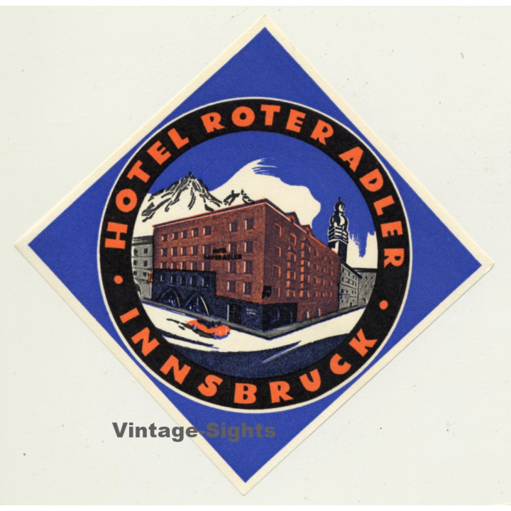 Innsbruck / Austria: Hotel Roter Adler (Vintage Luggage Label)