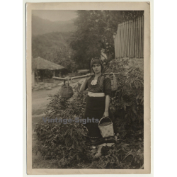 Kostenets / Bulgaria: Female Rasberry Picker In Traditional Costume (Vintage Photo ~ 1920s/1930s)
