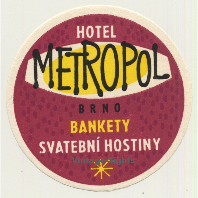 Brno / Czech Republic: Hotel Metropol (Vintage Luggage Label)