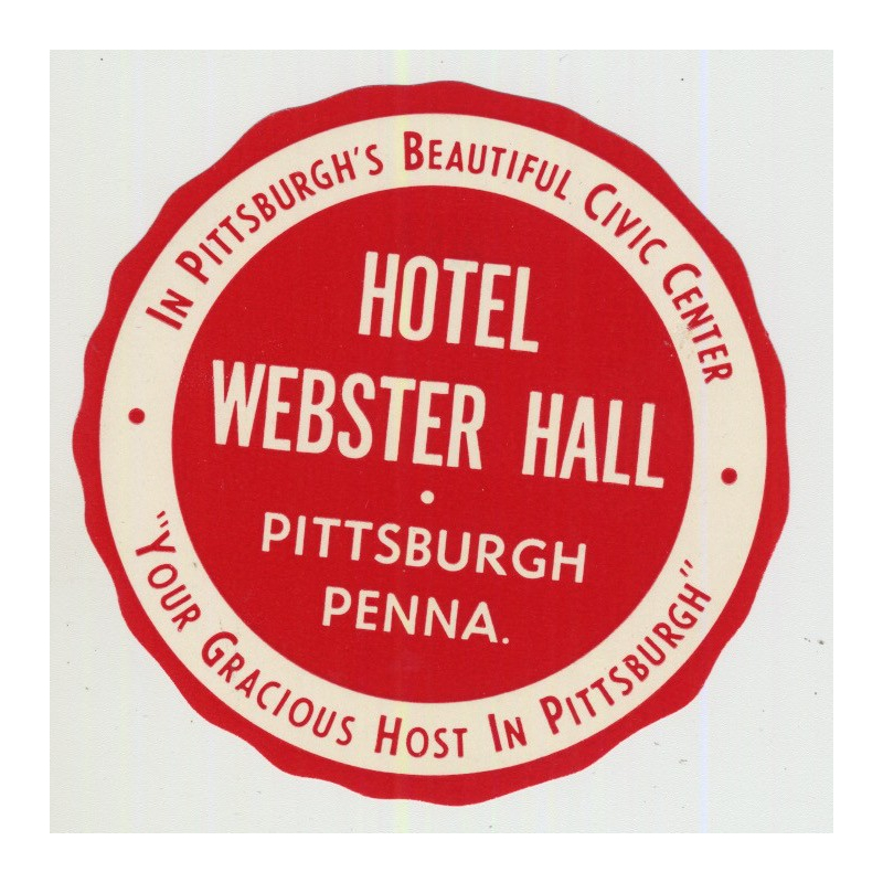 Hotel Webster Hall - Pittsburgh / USA (Vintage Luggage Label)