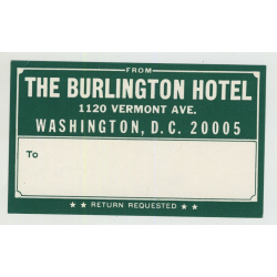 Hotel The Burlington Hotel / USA (Vintage Postal/Luggage Label)