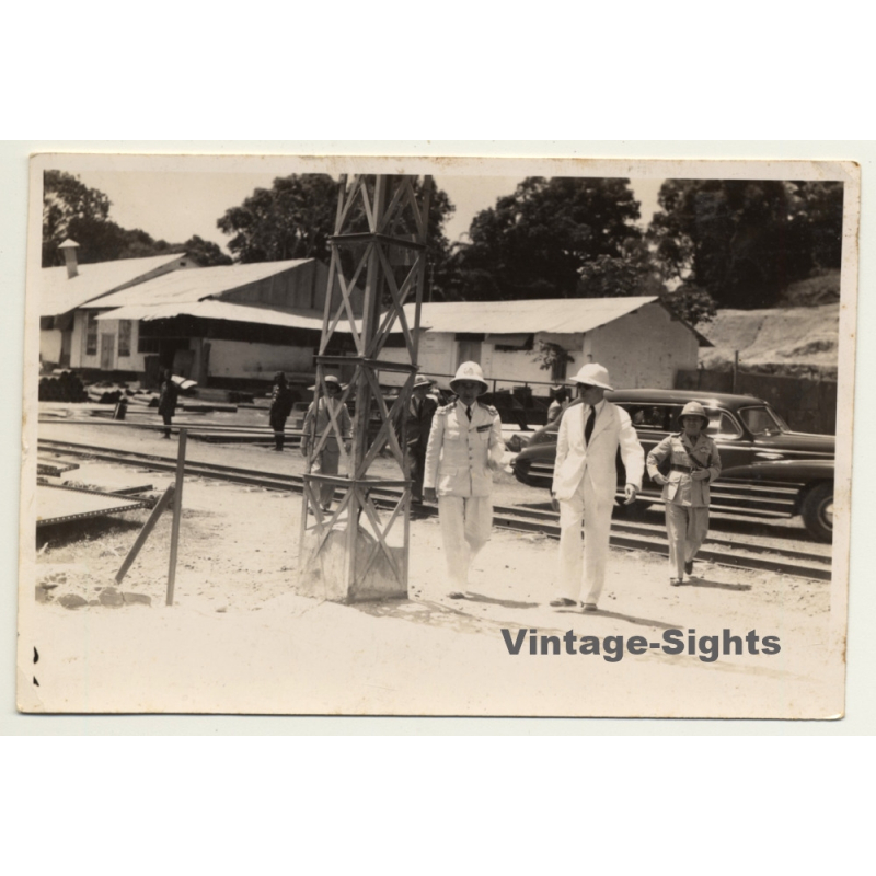 Congo Belge: Colonial Delegation - Rails - Oldtimer - Natives (Vintage Photo ~1930s/1940s)