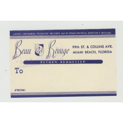 Beau Rivage - Miami Beach, Florida / USA (Vintage Postal Label)