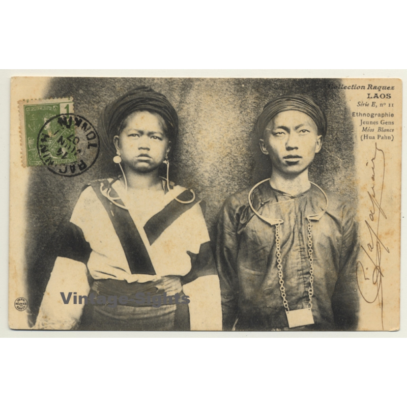 Laos / Indochina: Jeuns Gens - Méos Blans - Hua Pahn (Vintage PC 1907 Ethnic) Laos / Indochina: Jeuns Gens - Méos Blans - Hua Pahn (Vintage PC 1907 Ethnic)