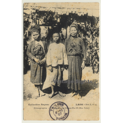 Laos / Indochina: Femmes & Jeune Homme Pou Ok - Hua Pahn (Vintage PC 1907 Ethnic)