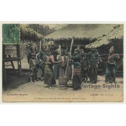 Laos / Indochina: Pilage Du Riz - Khas Kouènes - Pilon à Main (Vintage PC 1909 Ethnic)