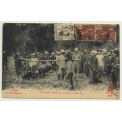 Laos / Indochina: Chasse à Moung-Saï Avec Rabatteurs Khas-Hoc (Vintage PC 1911 Ethnic)