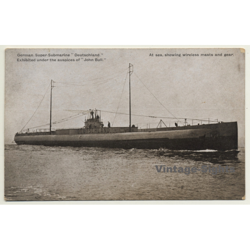 German Super-Submarine Deutschland (Vintage Postcard WW1)