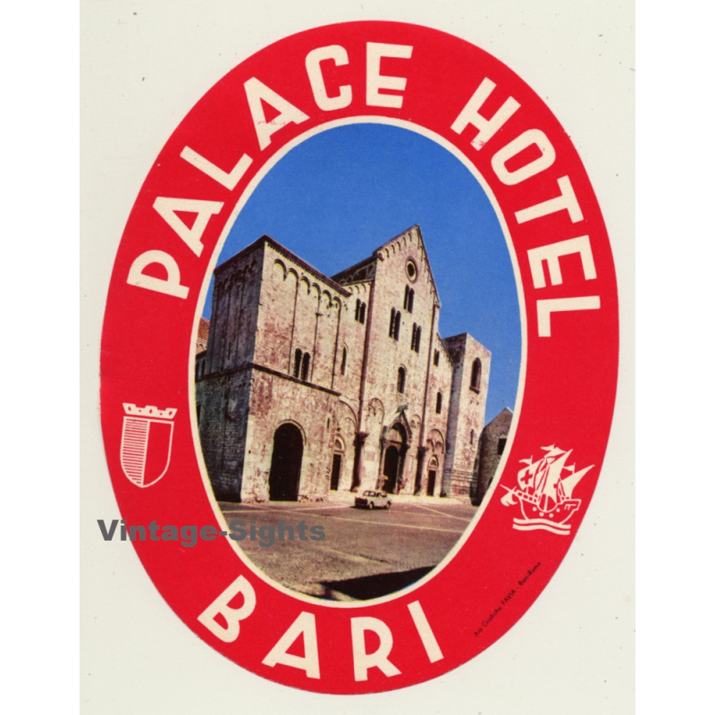 Bari / Italy: Palace Hotel (Vintage Luggage Label 1960)