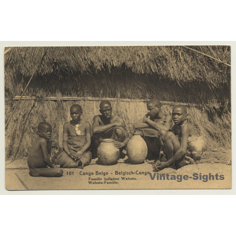 Congo Belge: Indigenous Wahutu Family / Ethno (Vintage PC 1919)