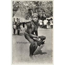 Africa: Topless Indigenous Dancing Girl / Tribal - Ethno (Vintage RPPC)