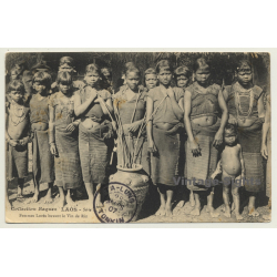 Laos: Femmes Lovés Buvant Le Vin De Riz (Vintage PC 1907 Ethno)