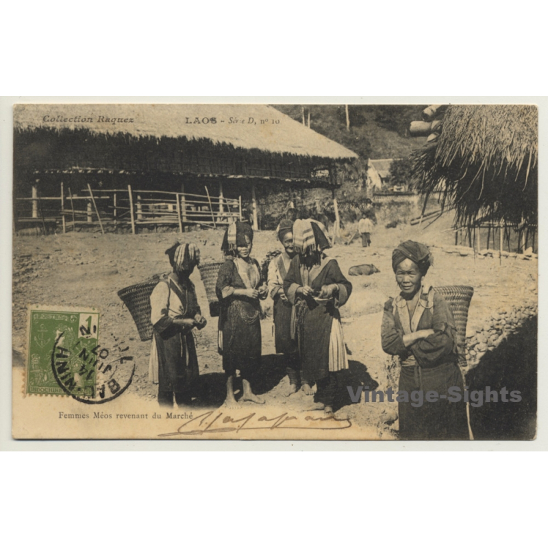 Laos: Femmes Méos Revenant Du Marché (Vintage PC 1907 Ethno)