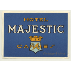 Cannes / France: Hotel Majestic (Vintage Luggage Label)