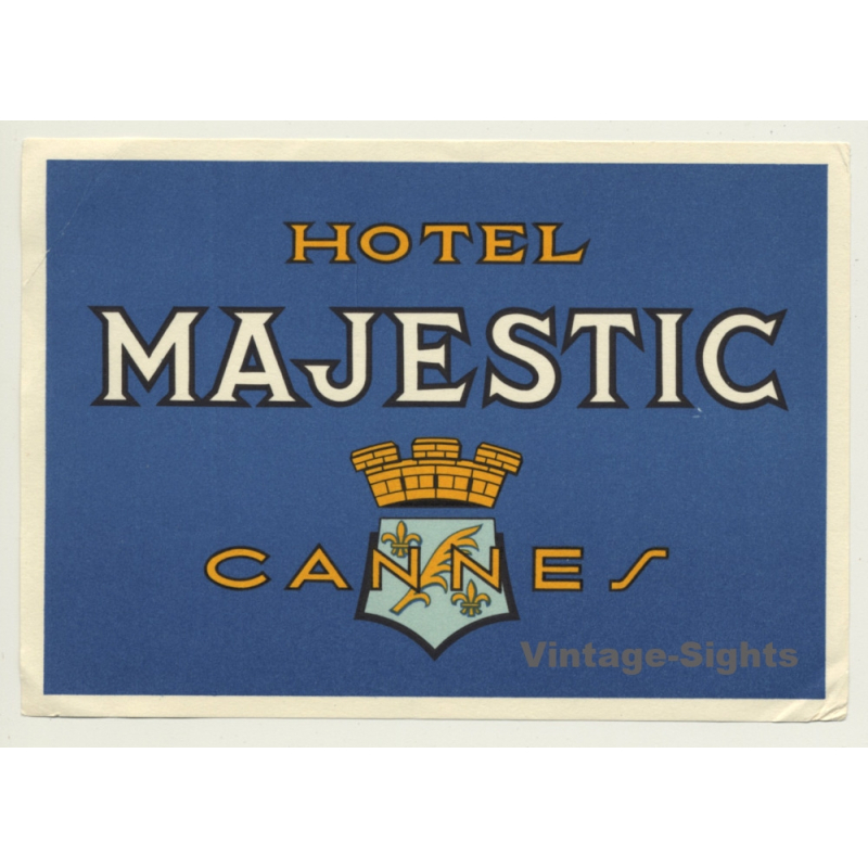 Cannes / France: Hotel Majestic (Vintage Luggage Label)