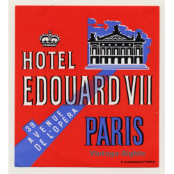 Paris / France: Hotel Edouard VII (Vintage Luggage Label)