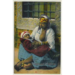 Mauresque Et Son Enfant - Breastfeeding / Nude - Ethnic (Vintage Postcard)