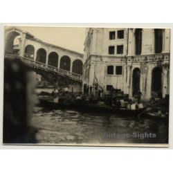 Venice / Italy: Rialto Bridge From Boat (Vintage RPPC ~1940s)