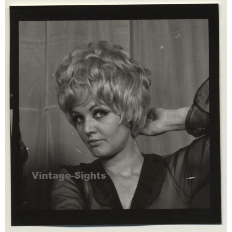 Sweet Blonde Woman *1 / Transparent Blouse (Vintage Contact Sheet Photo 1970s)