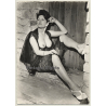 Brunette Semi Nude In Seductive Lingerie / Pin-Up (Vintage Photo France 1950s)