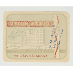 Plaza Hotel - San Paulo / Brazil (Vintage Luggage Label)