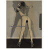 Rear View: Blonde Nude Leans Against Wall (French Master Photo 1970s)