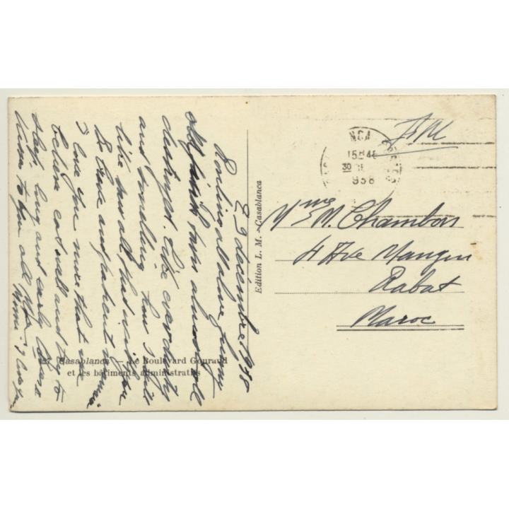 Casablanca / Morocco: Boulevard Gouraud Et Le Bâtiments Administratifs (Vintage RPPC 1938)