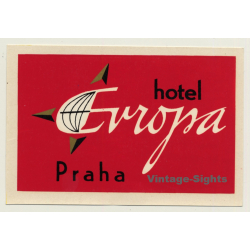 Hotel Europa - Praha / Czech Republic (Vintage Roll On Luggage Label) Prag Prague
