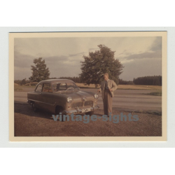 Ford Taunus 12M 15M: Proud Owner Inspecting New Car (Vintage Photo 50s)
