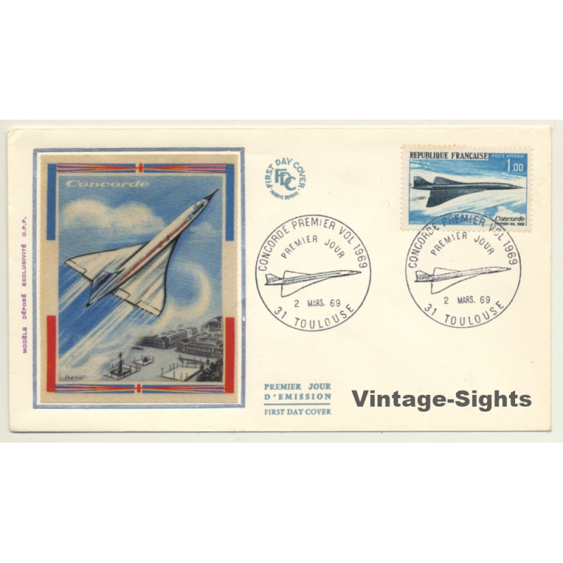 Concorde Premier Vol 1969 / 2 Mars. 69 (Vintage First Day Cover / Stamp)