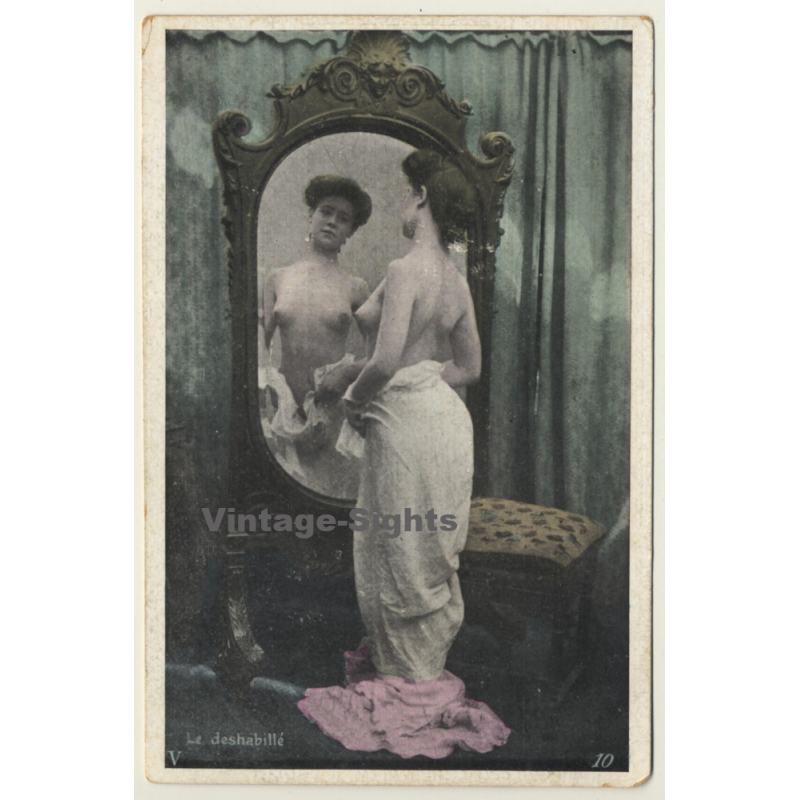 Le Deshabillé V / French Nude - Boudoir (Vintage PC ~1900s)