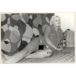 Blonde Woman On Couch / Dress - No Panties (Vintage Photo GDR ~1980s)