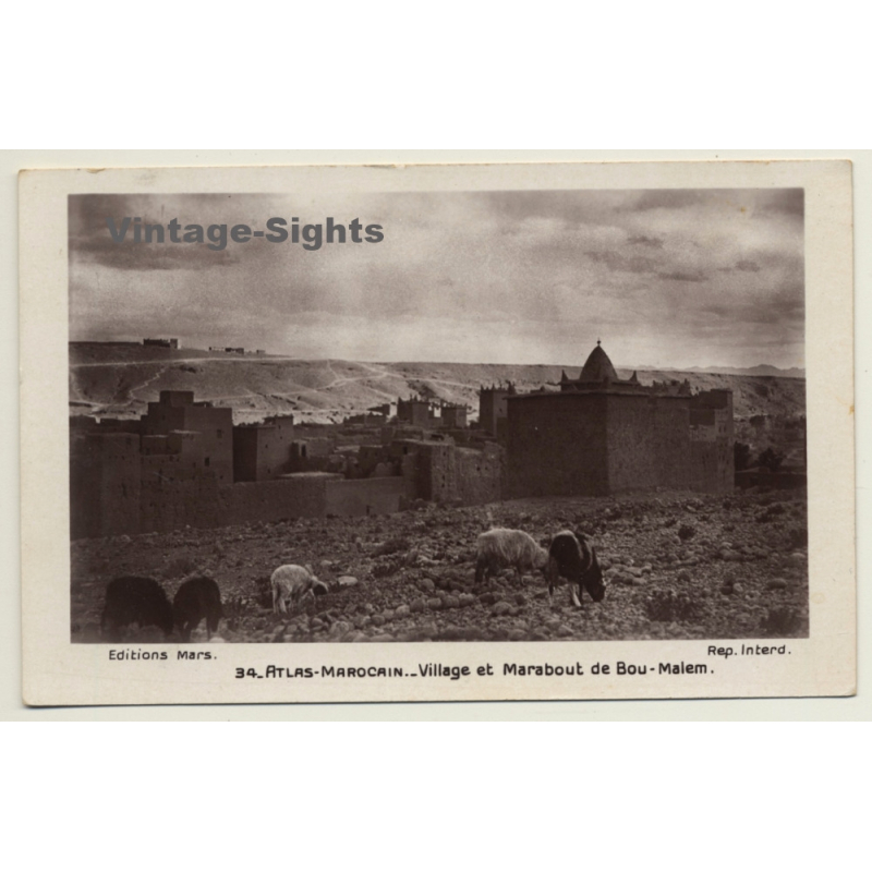 Atlas Marocain: Village Et Marabout De Bou-Malem / Field Postmark (Vintage RPPC 1938) Atlas Marocain: Village Et Marabout De Bou-Malem / Field Postmark (Vintage RPPC 1938)