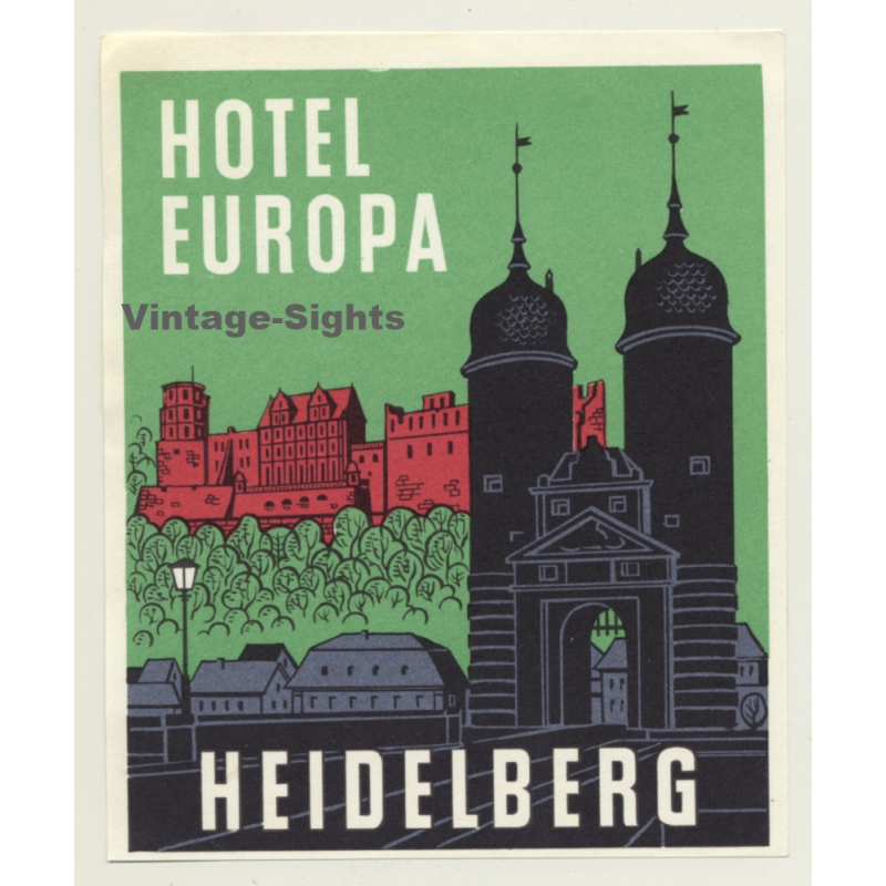 Heidelberg / Germany: Hotel Europa (Vintage Luggage Label 60s/70s)