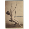 Slim French Nude On Swing / Boudoir (Vintage PC ~1910s)