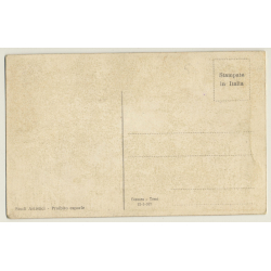 French Nude Leans On Stone Bench / Boudoir (Vintage PC ~1910s)