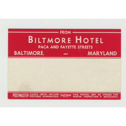 Hotel Biltmore - Baltimore / USA (Vintage Luggage/Postal Label)